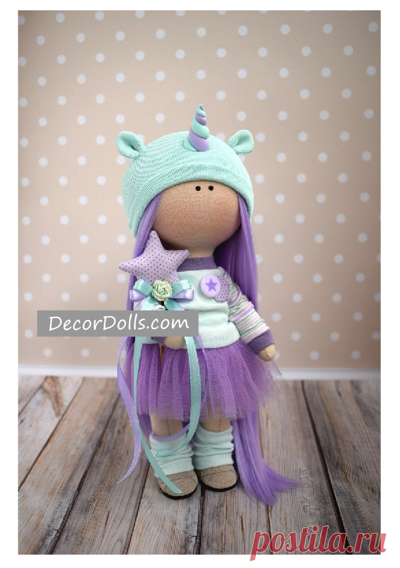 Unicorn Doll Handmade, Nursery Decor Doll, Baby Purple Doll, Tilda Fab – Decor Dolls
