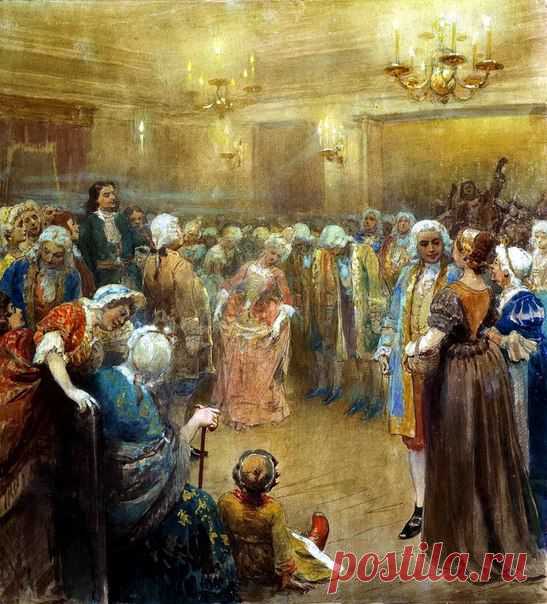 Клавдий Васильевич Лебедев (1852-1916). Ассамблея при дворе Петра I / История цивилизаций!