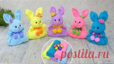 Лучший подарок на Новый Год за несколько минут🐰Зайка с сюрпризом из полотенца❄️Без выкройки