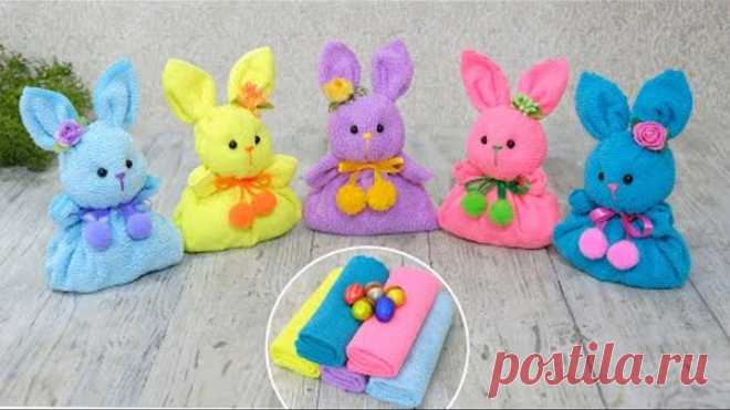 Лучший подарок на Новый Год за несколько минут🐰Зайка с сюрпризом из полотенца❄️Без выкройки