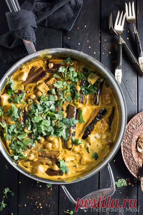 Chickpea, Tofu, and Eggplant Curry | The Endless Meal This Chickpea, Tofu, and Eggplant Curry is an easy to make and delicious weeknight dinner recipe. It's vegan + gluten-free and super creamy w/ coconut milk.