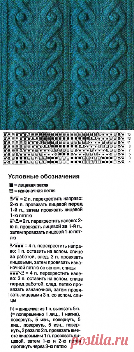 www.SHPULYA.com - Узор с косами и шишечками спицами 31