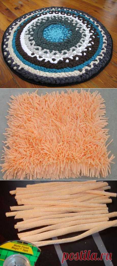Коврик из косичек и лохматый коврик для дома.