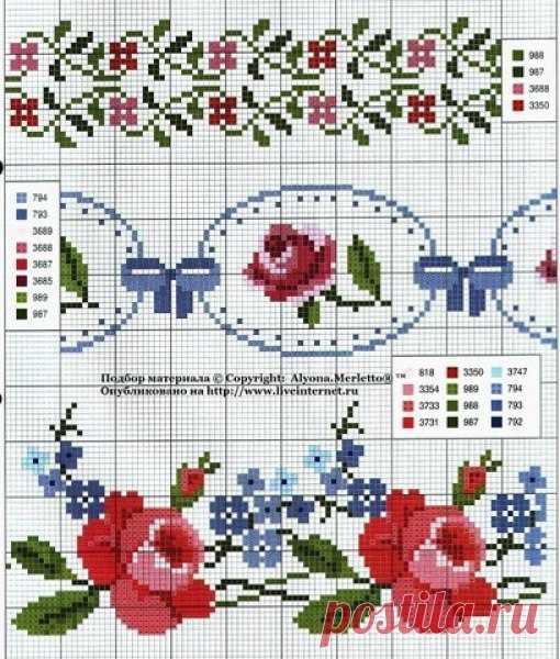 Вышивка крестиком. Окантовка для салфеток и скатертей.