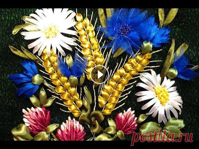 Колосок - вышивка лентами...