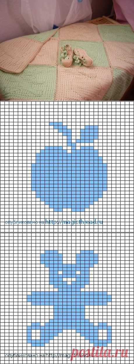 Плед для малыша.Мотивы для вязания детского пледа спицами