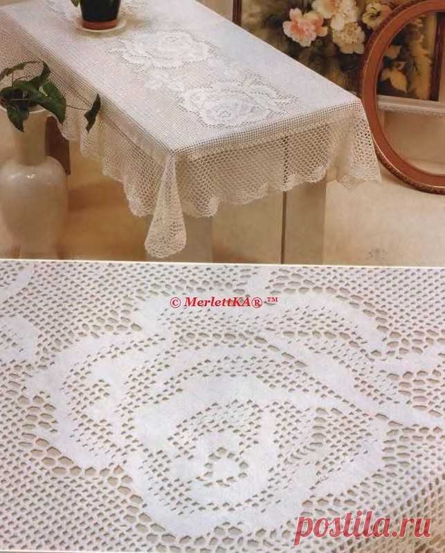 Белые розы в филейной технике ...