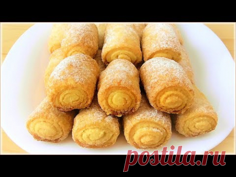 Простой рецепт вкусного печенья!  Печенье &quot;Сахарные трубочки&quot;