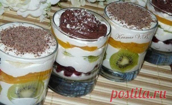 Творожный десерт с фруктами для сладкоежек — просто пальчики оближешь! Идеальное сочетание!