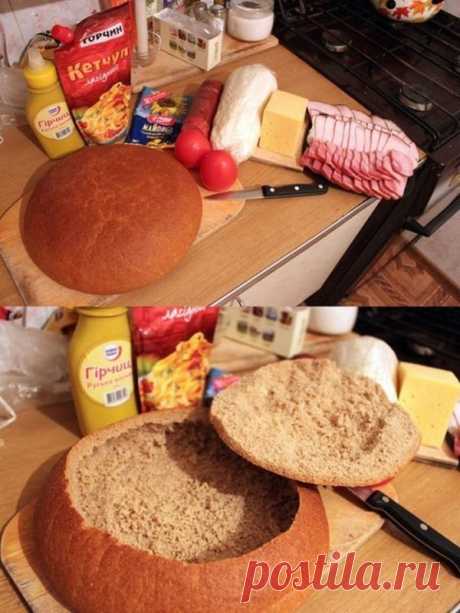 Бутерброд из буханки хлеба