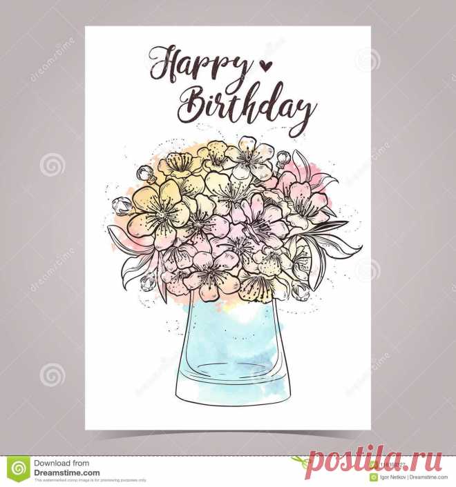 Vector Greeting Card Designe Stock Vector - Illustration Of Flower 97D