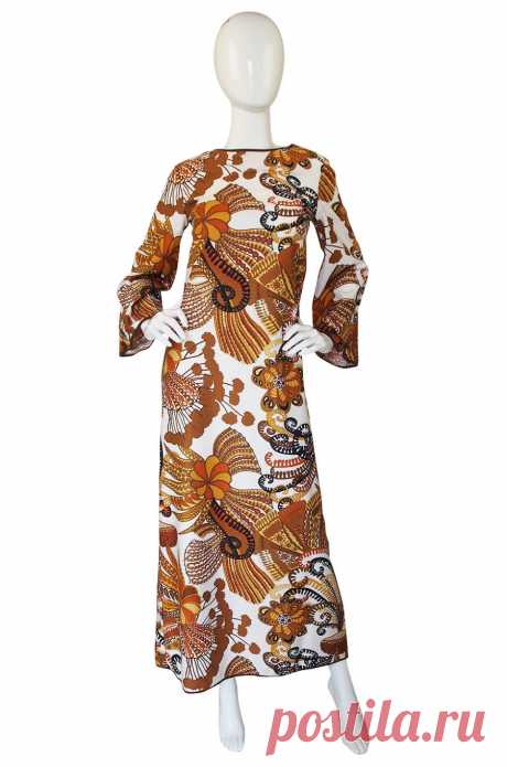 1970s Jean Allen Printed Caftan Maxi – Shrimpton Couture