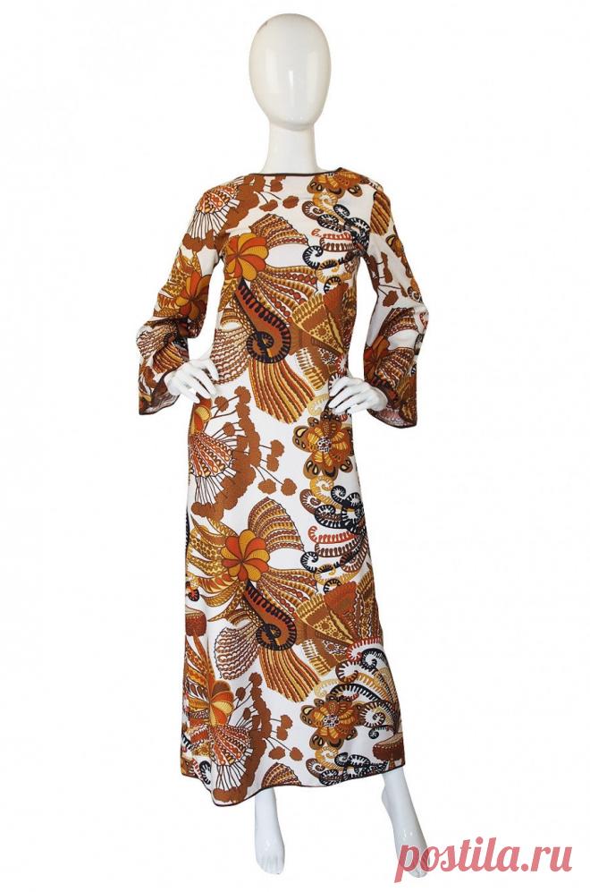 1970s Jean Allen Printed Caftan Maxi – Shrimpton Couture