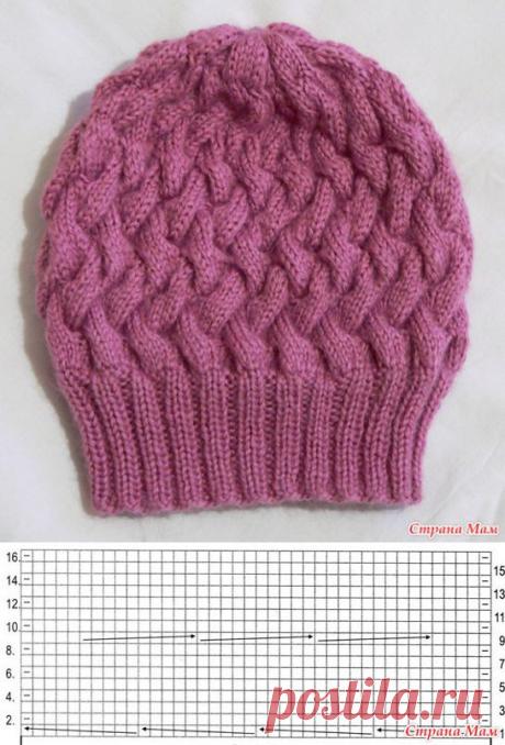 Шапочка с переплетениями - Вязание - Страна Мам