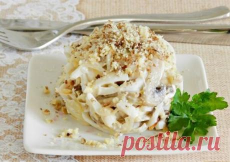 Салат &quot;Кальмарный шампиньон&quot; прекрасно подойдёт к торжественному столу | О нашем женском | Яндекс Дзен
