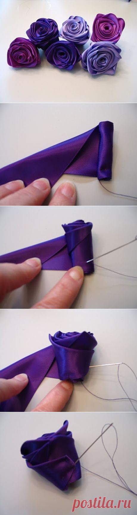 Розочка из лент — Сделай сам, идеи для творчества - DIY Ideas