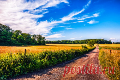 поле дорога небо Скачать картинку 4256x2832 поле дорога небо