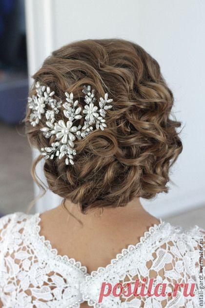 Купить Украшение в прическу "Изморозь" Свадебное украшение - белый, свадебное украшение, свадьба, свадебная заколка