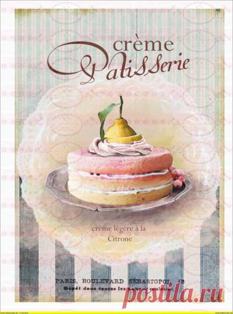 Bügelbilder - Vintage Kuchen Paris french  Shabby   DIN A4 - ein Designerstück von Doreens-Bastelstube bei DaWanda