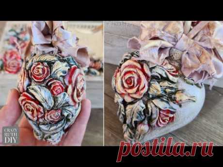 Vintage Baubles Christmas / Shabby Chic Heart Ornament DIY Tutorial