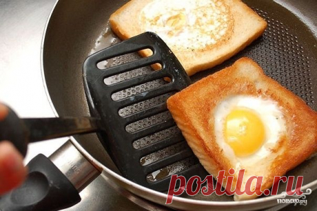 Яичница в хлебе - пошаговый кулинарный рецепт на Повар.ру