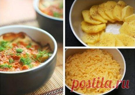Картофель, запеченный в сливках с сыром / Свежие рецепты
