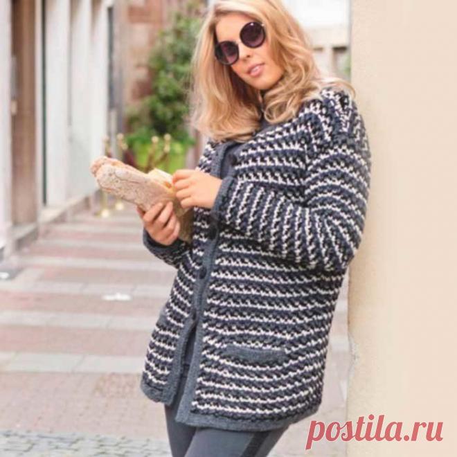 Вязание для женщин. Кардиган спицами с многоцветным патентным узором