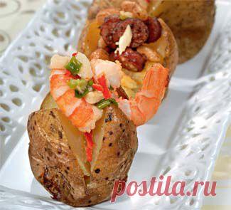 Запеченный картофель с разными начинками, второе блюдо. Пошаговый рецепт с фото на Gastronom.ru