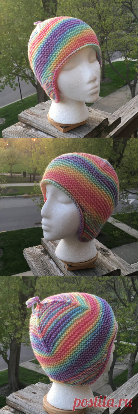 Для маленьких и больших детей шапочка с ушками платочной вязкой. Garter Ear Flap Hat by Purl Soho.