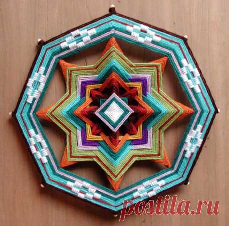 Как плести мандалу Ojo de Dios. Мастер-класс. Часть III. Практика - продолжение