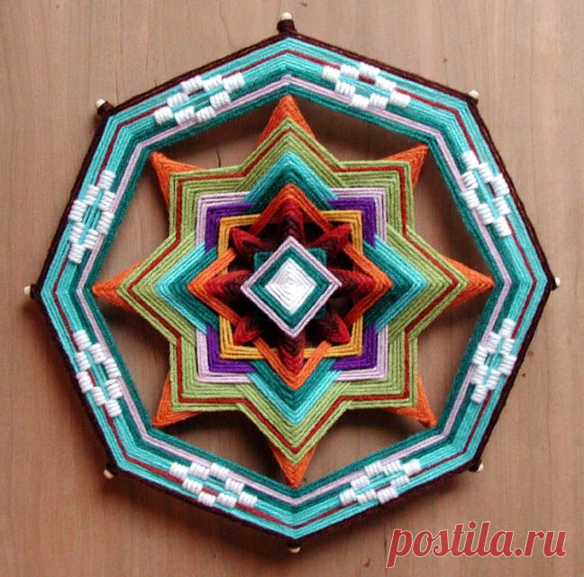 Как плести мандалу Ojo de Dios. Мастер-класс. Часть III. Практика - продолжение