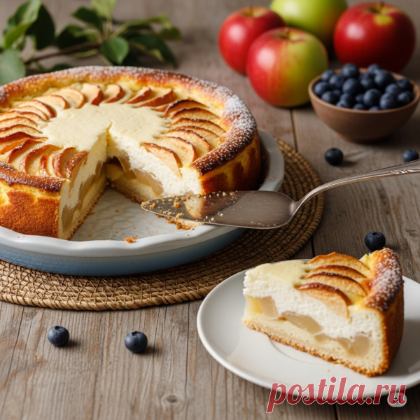 Творожно-яблочный пирог