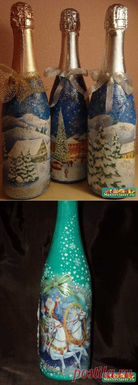 Декупаж бутылки шампанского 2013