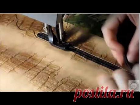 Как сделать карман на молнии в детали из кожи