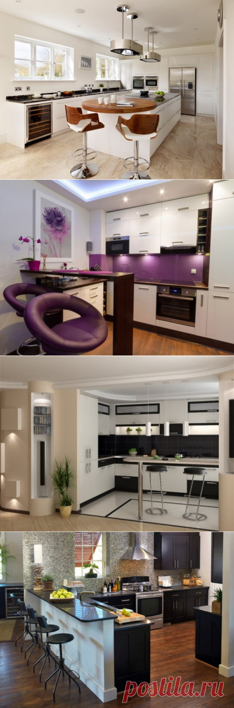 Современная кухня с барной стойкой, фото