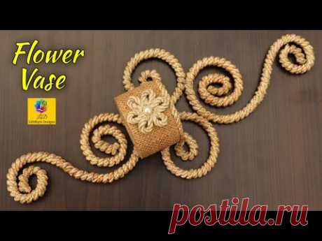 DIY Wall Hanging Flower Vase Showpiece | Flower pot Using Jute Rope | Wall Decor Jute Craft Idea