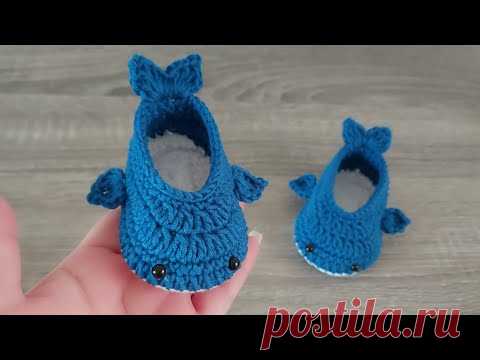 ZAPATITOS BABY SHARK A CROCHET - PASO A PASO - GANCHILLO - 3 A 6 MESES -