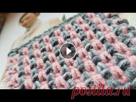 Вяжем двухцветный узор крючком ✔ knitting pattern. Вяжем двухцветный узор крючком ✔ knitting pattern....