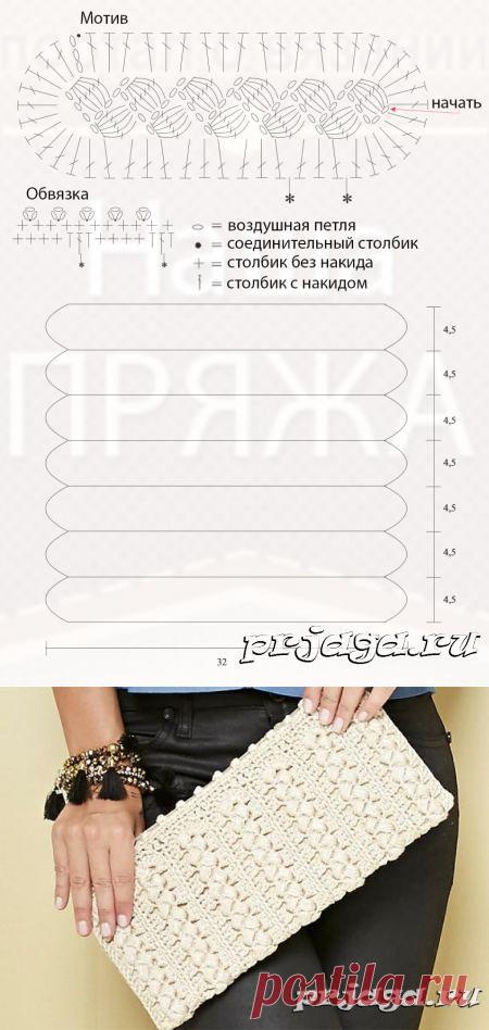 Клатч крючком рельефным узором