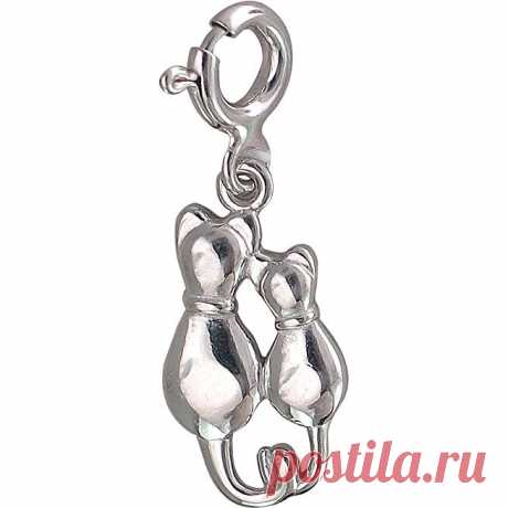 Подвеска Кошки на карабине из серебра (без вставок, серебро 925 пробы) - купить за 1 200 рублей в интернет-магазине Nebo.ru