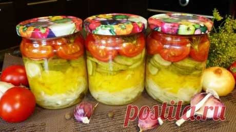 Овощной салат из огурцов, помидоров, перца и лука на зиму Автор рецепта Ксюшина Кухня - Cookpad