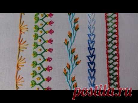 Hand embroidery. embroidery stitches tutorial for beginners. Part-2. decorative stitches.