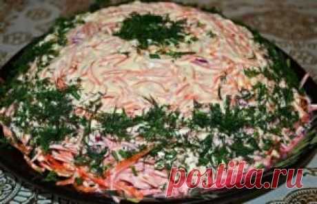 САЛАТ «КОРЕЛЬ» САЛАТ «КОРЕЛЬ» — ВКУСНОТИЩА НЕОБЫКНОВЕННАЯ!!! -Ингредиенты:  -400 гр отварной говядины.  -400 гр отварного картофеля.  -400 гр отварной свеклы.  -300 гр готовой корейской моркови,  -1 яблоко.  — 250 гр майонеза. Салат выкладывается слоями:  1 слой — охлажденное отварное мясо порезанное тонкой соломкой.  2 слой — очищенное,натертое на терку яблоко майонез.  3 слой — натертый на терке отварной картофель майонез.  4 слой — натертая на терке отварная свекла.