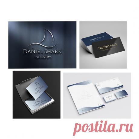 Фирменный стиль для акулы бизнеса 🌊 Daniel Shark: логотип, 2 варианта визиток (деловая и неформальная), фирменный бланк и конверт