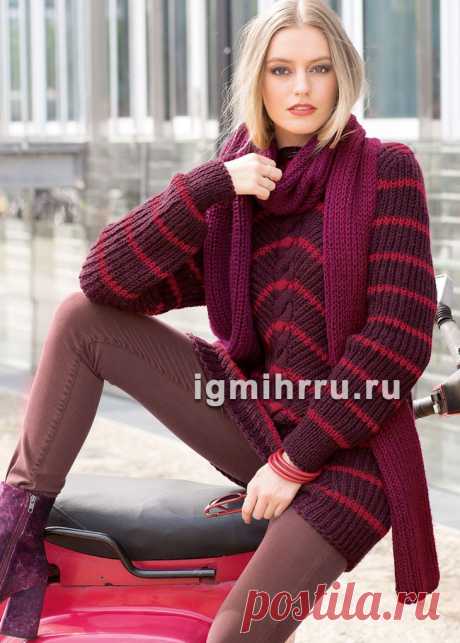 цитата VitushkinaNA : Теплый пуловер с диагональными полосками, дополненный длинным шарфом. Вязание спицами (11:15 24-12-2017) [4798531/427515302] - popikovamaria@gmail.com - Gmail