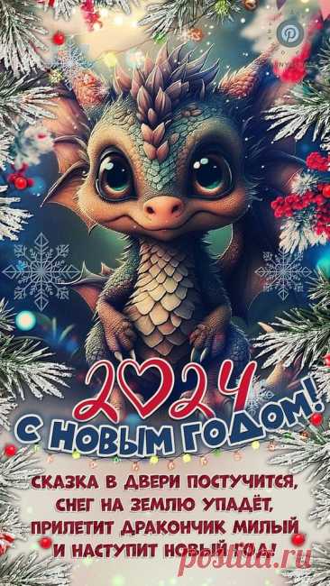 Год Дракона на пороге.
Пусть он счастье принесёт.
И удачу, денег много.
А плохое заберёт. открытка на новый год с драконом