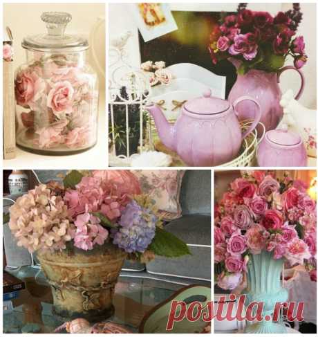 Стиль шебби-шик можно узнать по обилию цветочных узоров в интерьере