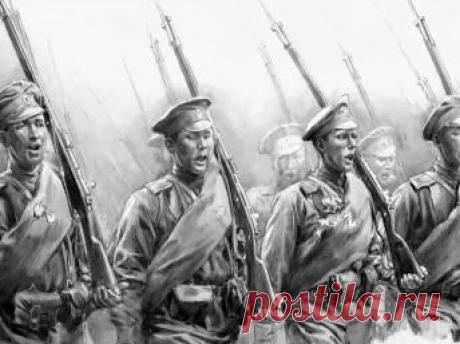 Русские солвремени во время парада на Елисейских Полях в Париже 14 июля 1916 года. С рисунка, висевшего дома у Марины Грей, дочери генерала Деникина. / Историческая справка