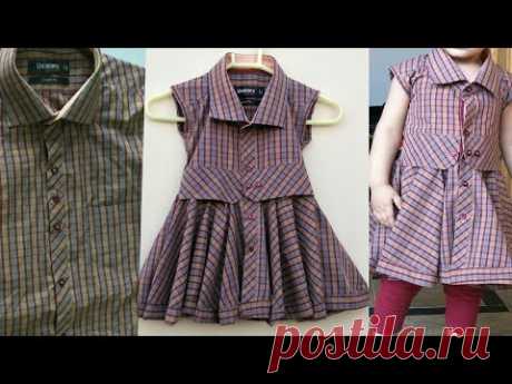 Men shirt convert into baby flare double circular frock.
