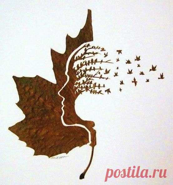 Арт из листьев